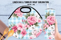 Plaid Flowers Lunch Bag Sublimation|Tumbler Wrap Design Product Image 1