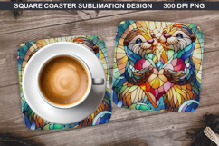 Cute Otter Coaster Sublimation, Valentine Coaster PNG Design Product Image 1