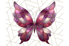 Stained Glass Butterfly PNG Colorful Clipart for Sublimation Product Image 5