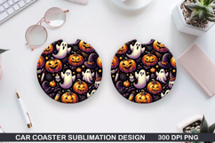 Ghost Car Coaster Sublimation | Halloween Coaster PNG Product Image 1