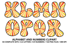 Retro Groovy Alphabert PNG 70s Numbers &amp; Letters 300 DPI Product Image 3
