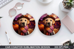 Halloween Dog Car Coaster Sublimation| Halloween Coaster PNG Product Image 1