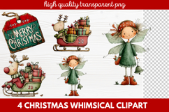 4 Whimsical Christmas Clipart featuring cute holiday charact Product Image 1
