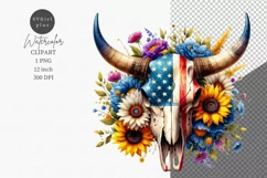 Patriotic clipart, Cow skull, 4th of July Product Image 1