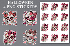 4 Halloween skull Stickers Png | Printable Product Image 1