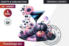 Gothic Halloween Drinks Pink and Black Sublimation clipart Product Image 1