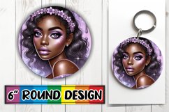 Joyful Circle Keychain Sublimation, Afro Girl Product Image 1