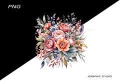 Watercolor Pastel Flowers Clipart, Wedding Flowers Clipart Product Image 1