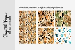 Dog Paw Digital Paper Seamless Scrapbook Paper Product Image 3