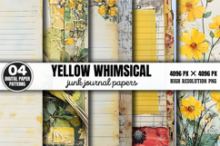 Yellow Whimsical Junk Journal Paper Bundle PNG Product Image 13
