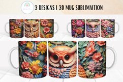 3D Owl Mug Sublimation I 3D Mug Wrap Bundle Product Image 1