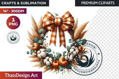Cozy Autumn Wreath - Boho Farmhouse Fall Clipart PNG Product Image 1