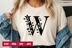 Letter W Floral SVG PNG Product Image 1
