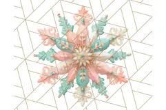 Coral and Aqua Christmas Clipart PNG, Pastel Holiday Art Product Image 5