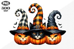 Halloween Cat And Pumpkin Sublimation - Clipart PNG Design Product Image 1
