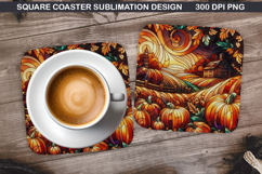 Pumpkin Coaster Sublimation, Halloween Coaster PNG Design Product Image 1