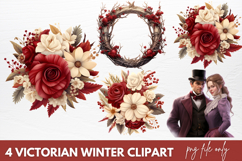 Victorian Winter Clipart Sublimation PNG, Victorian Clipart Product Image 1