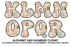 Pastel Patchwork Alphabet Numbers PNG Doodle Letters Clipart Product Image 3