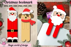 Christmas Bookmark SVG, Santa Claus and dog svg Product Image 1