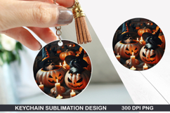 Pumpkin Keychain Sublimation - Halloween Keychain PNG Product Image 1