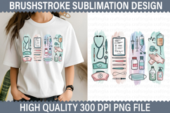 Nurse Brushstroke Sublimation Design - Brushstroke PNG Product Image 1