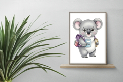 Cute Koala with Backpack Holding Books Watercolor PNG Product Image 2