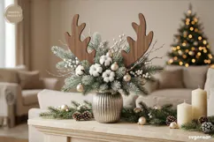 Reindeer Antler Plant Stake Laser Cut | Herb Label | SVG Product Image 1