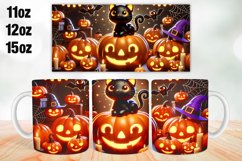 Halloween Cat Mug Wrap Sublimation 11oz, 12oz, 15oz Product Image 1