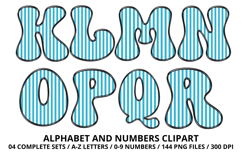 Stripes Alphabet Letters &amp; Numbers Clipart PNG 300DI Product Image 3