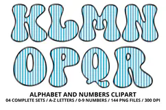 Stripes Alphabet Letters & Numbers Clipart PNG 300DI Product Image 3