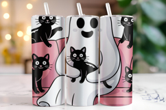 Halloween Cats &amp; Boo Tumbler Wrap | Sublimation | Tumblers Product Image 1