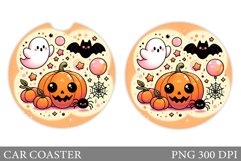 Cute Ghost Car Coaster. Cute Halloween Car Coaster Design Product Image 1
