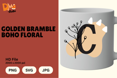 Golden Bramble Boho Floral Monogram Product Image 1
