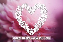 Paper Cut Floral Heart , Paper Cut Heart SVG Product Image 1