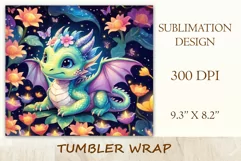 Sublimation Tumbler Wrap Cute Dragon | 20 oz Tumbler Design Product Image 2