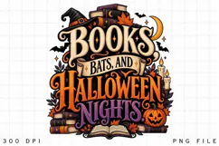 Books, Bats & Halloween Nights PNG, Halloween Book Lover Product Image 2