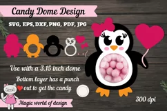 Valentines Little Penguins Candy dome svg, 3d svg cut file Product Image 1