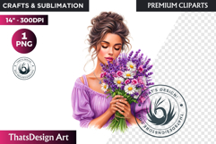 Lavender Clipart PNG, French Country Botanical sublimation Product Image 1