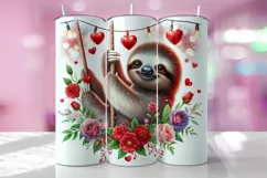 Valentine's Day Sloth Tumbler Wrap Sublimation Design Product Image 1