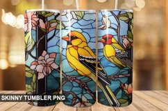 Stained Glass Embroidered Goldfinch PNG Tumbler Design Product Image 1