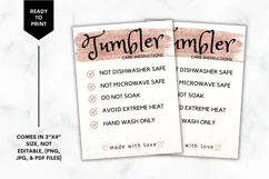 Printable Tumbler Care Instructions Card - Glitter Rose Gold Product Image 1
