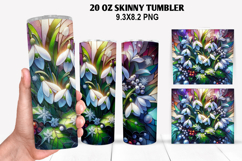 Florals Skinny Tumbler 20oz Wrap Design, Winter Tumbler PNG Product Image 1