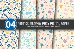 Vintage Meadow Ditsy Digital Paper Product Image 1