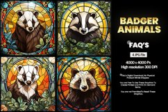 Badger Stained Glass Square Coaster - 04 Variations Product Image 1