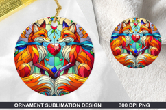 Lawn Fox Stained Glass Ornament PNG, Digital Download File Product Image 1