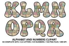 Pastel Patchwork Alphabet Numbers PNG Doodle Letters Clipart Product Image 3