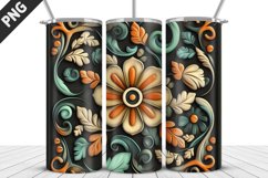 3D Flowers Tumbler Wrap | Sublimation Design | Tumble PNG Product Image 2