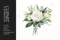 Watercolor bouquet flowers green leaves clipart sublimation Product Image 1