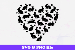 Bunny Love Heart Silhouette SVG PNG Product Image 1