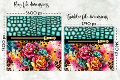 Flowers on Animal Print Lunch Bag Design, Embossed Leather Product Image 2